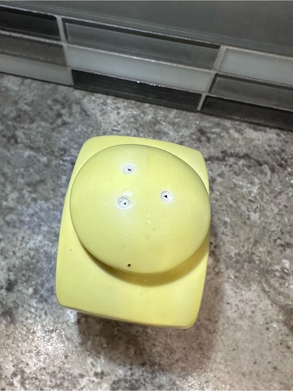 Vintage Yellow Ceramic Talc Powder Dispenser ~ Bradshawa International